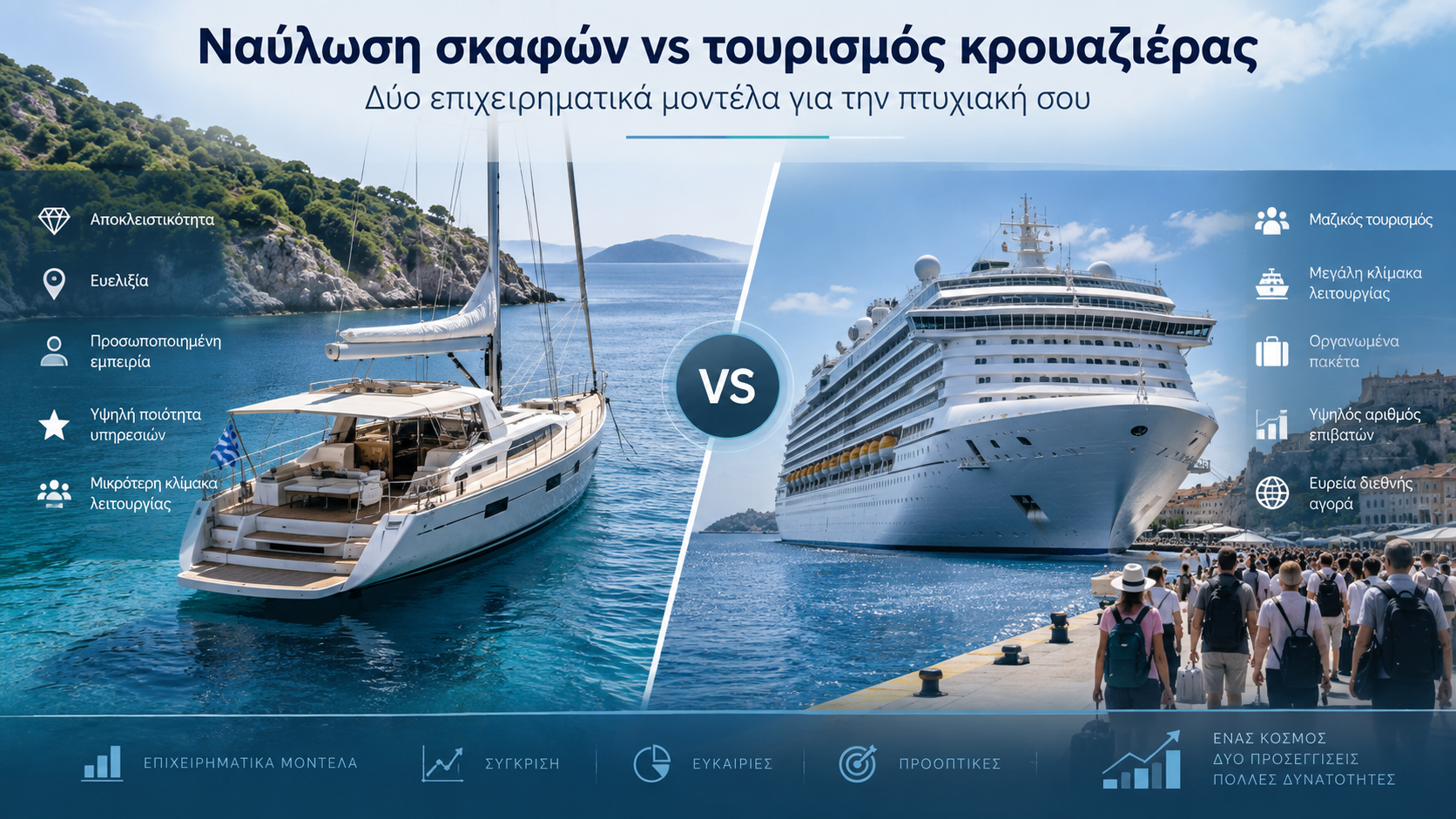 Ναύλωση σκαφών vs τουρισμός κρουαζιέρας: δύο επιχειρηματικά μοντέλα για την πτυχιακή σου
